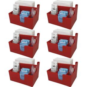 Kit 6 Porta Sachês Guardanapos Açúcar Organizadores Bancada Vermelho