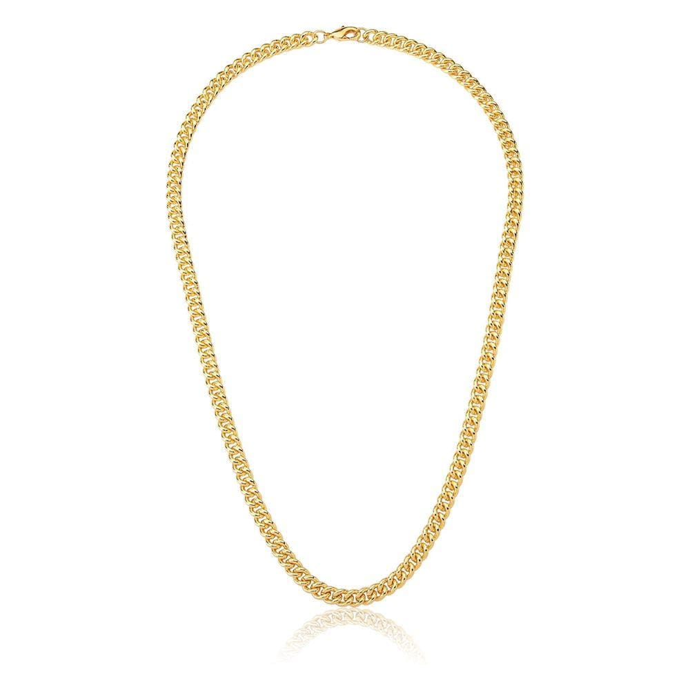 Corrente feminina em malha groumet lisa banhada a ouro-Zarpellon