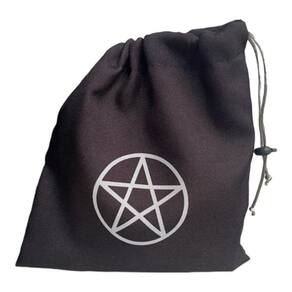 Estojo Tecido Pentagrama Preto e Prata Para Baralho 20x19cm