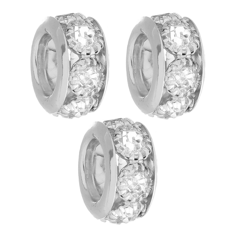 Kit 3 Berloques Separadores Strass Cristal Para Pandora Banhado a Prata 925