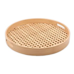 Bandeja de Bambu Vazada Redonda Grande 40cm - Oikos