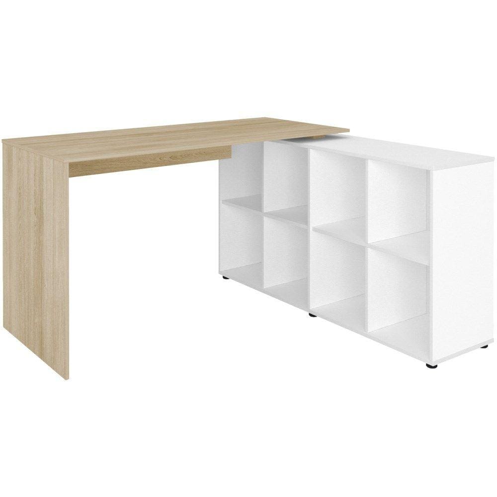 Escrivaninha Mesa Escritorio 8 Nichos NE6 Carvalho Branco Arty