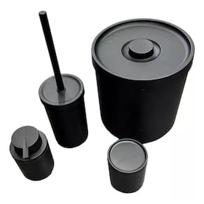 Kit Banheiro Completo 4 Peças - Lixeira Escova E 2 Dispenser