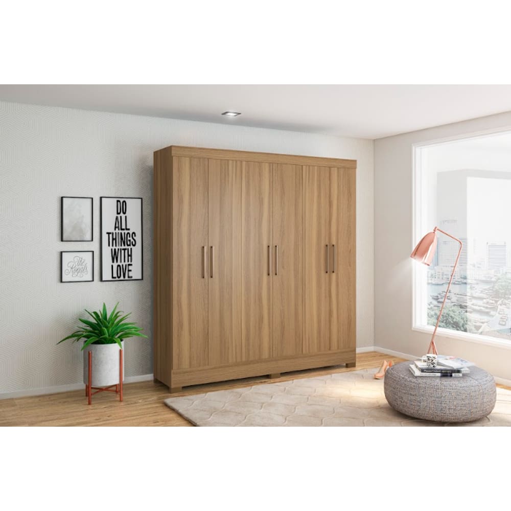 Guarda Roupa Casal 6 Portas Prático 63020 Amêndola Touch Demóbile - LBMSHOP