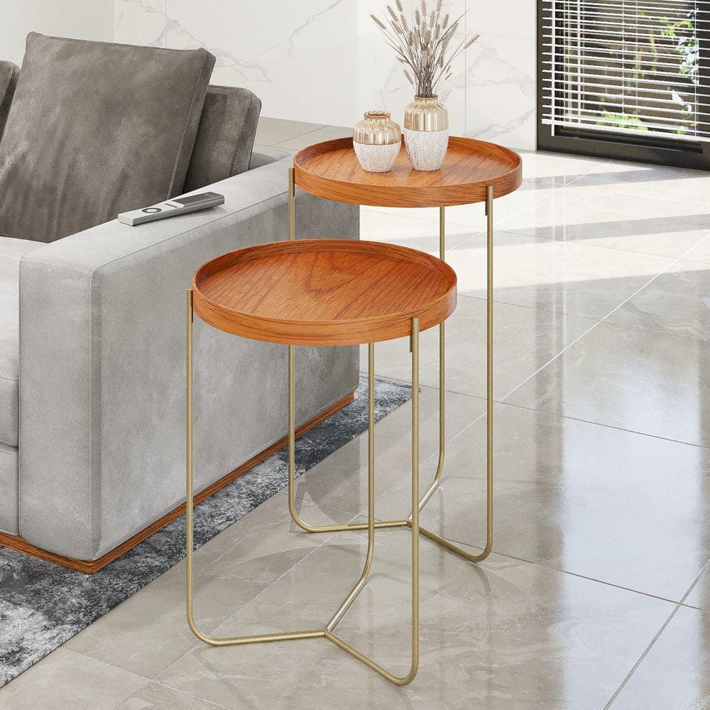Mesa Lateral Lina Champagne/Cinamomo