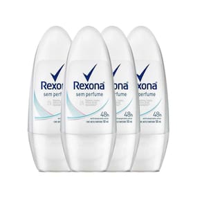 Kit Desodorante Roll On Rexona Sem Perfume 50ml - 4 Unidades