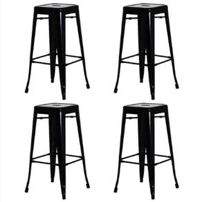 Conjunto 4 Banquetas Tolix Alta - Preta - Kza Bela
