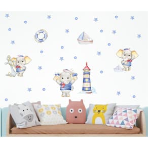 Adesivo De Parede Infantil Elefante Mrinheiro Cute