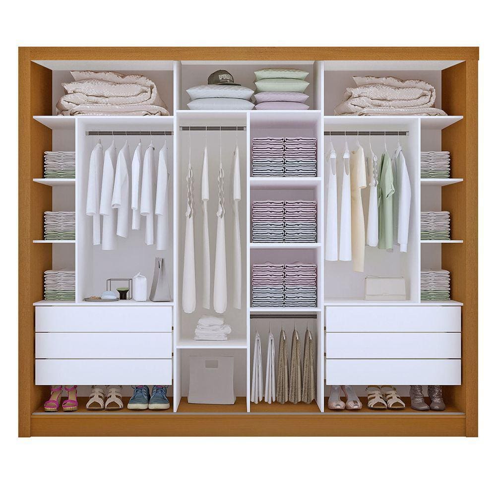 Closet Casal Itália 6 Gavetas Carvalho/Branco - Minastex | Casas Bahia