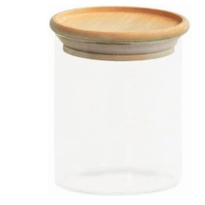 Pote para mantimentos de vidro com Tampa de Bambu Circular 400ml - OIKOS