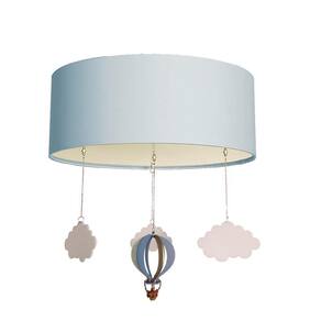 Luminária de Teto Plafon Balão Cúpula Azul 50x15cm