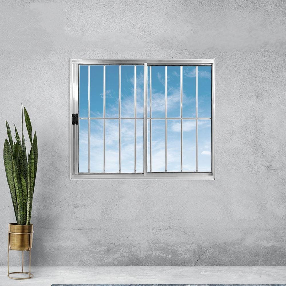 Janela Alumínio de Correr 100x100cm 2 Folhas Com Grade Plus Lux Esquadrias Marroml
