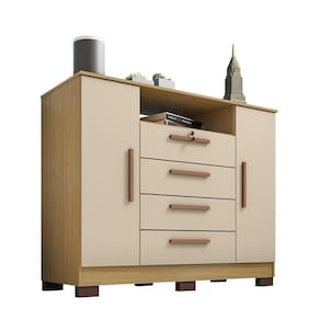 Cômoda Rack Turim 2 Portas 4 Gavetas Carvalho Off White Clique Chique