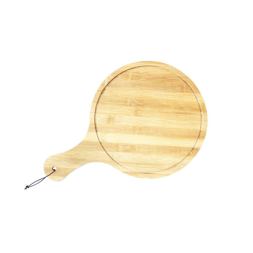 Tábua Redonda Para Servir Pizza E Petiscos De Bambu