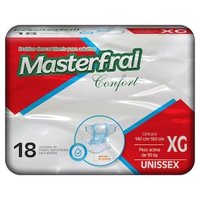 Fralda Geríatrica Masterfral Confort XG com 18un Embalagem Econômica