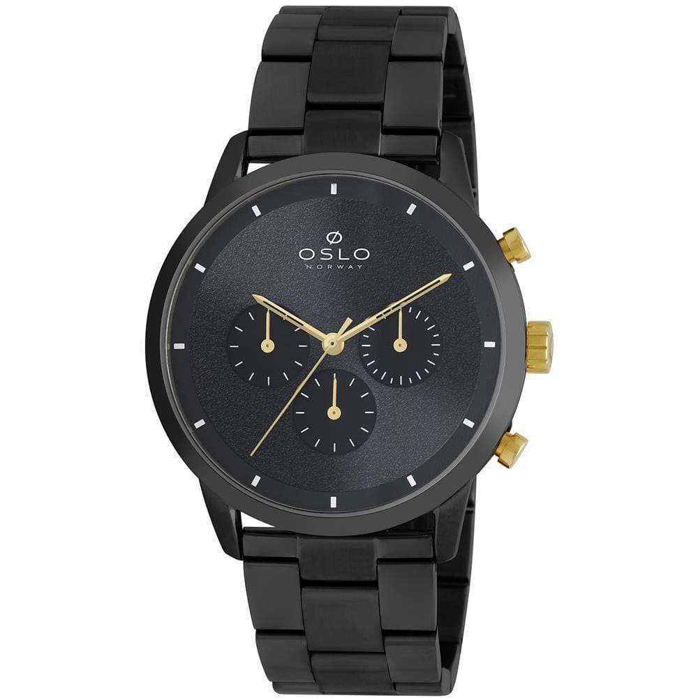 Relógio Oslo Masculino Cronógrafo Slim Preto 43mm