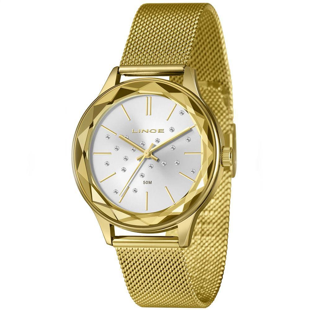 Relógio LINCE feminino analógico strass dourado LRG4782L40 S1KX