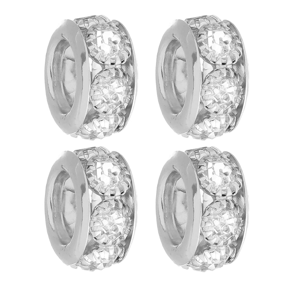 Kit 4 Berloques Separadores Strass Cristal Para Pandora Banhado a Prata 925