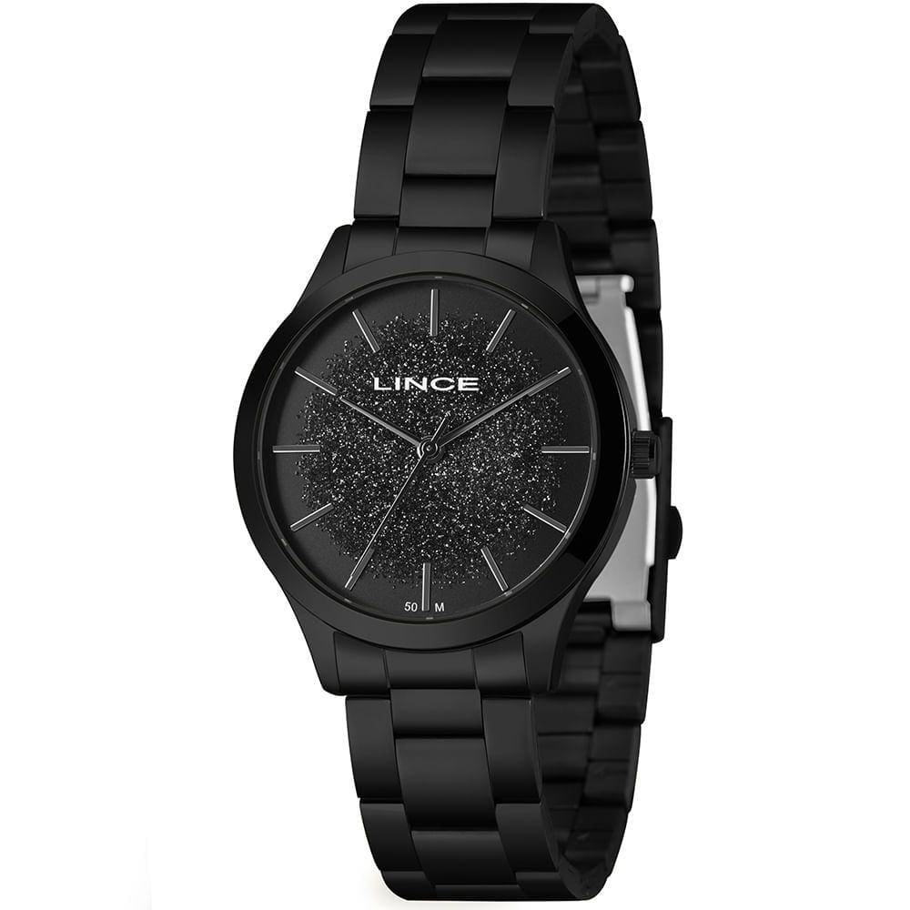 Relógio LINCE feminino analógico glitter preto LRN4774L38 P1PX