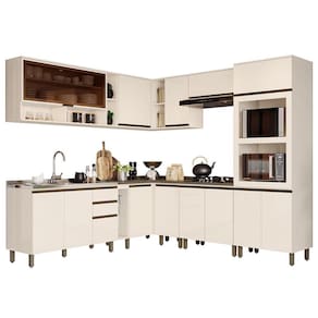 Cozinha Completa de Canto 11 Peças Connect - Móveis Henn