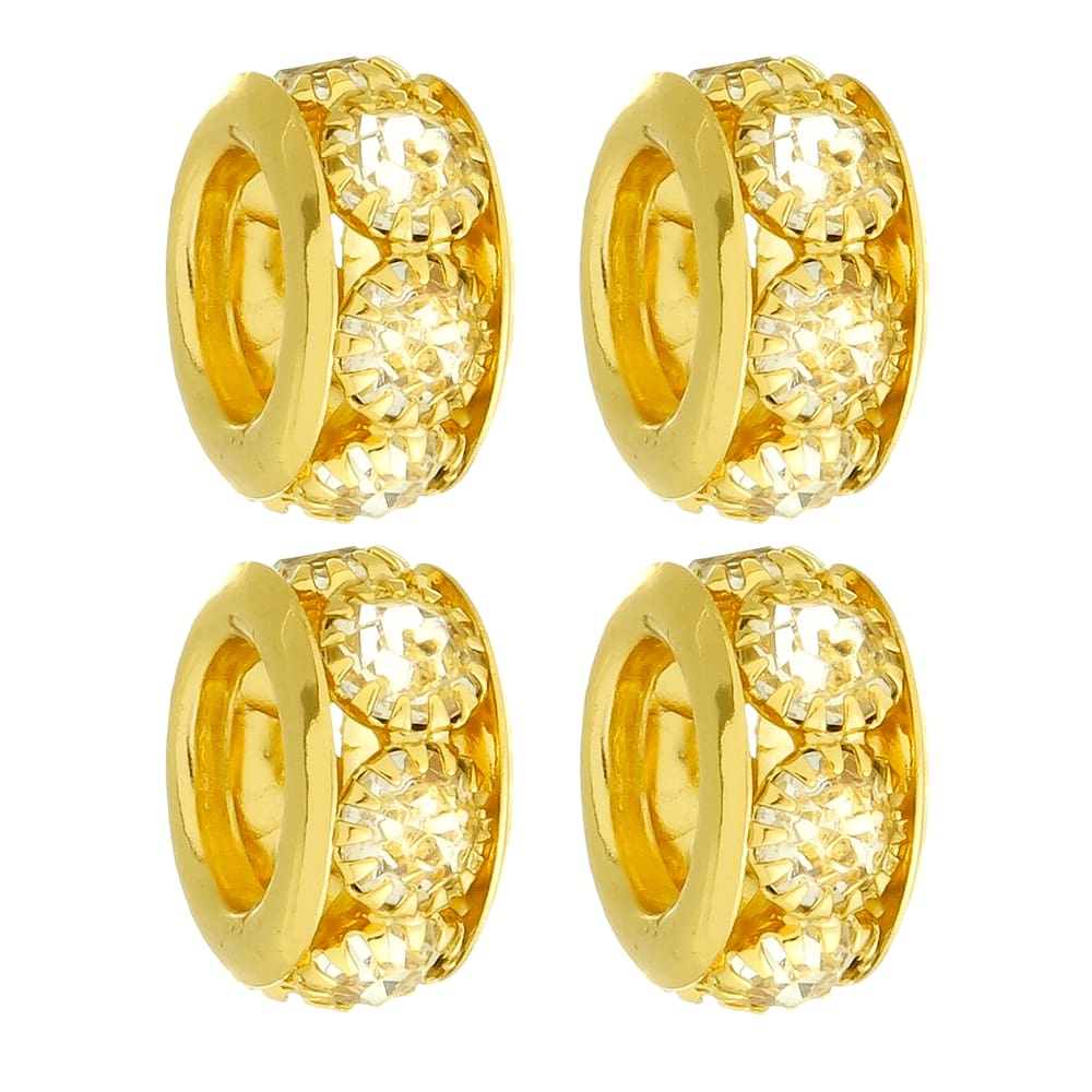 Kit 4 Berloques Separadores Strass Cristal Para Pandora Banhado a Ouro 18k