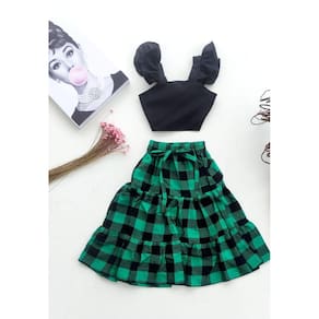 Conjunto infantil blogueira saia longa e cropped