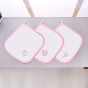 Kit 3 Fraldas Pano De Boca Malha Para Bebê Coleguinhas Off White