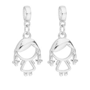 Kit 2 Pingentes Berloques Menina Filha Para Pandora Banhado a Prata 925