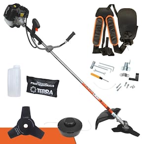 Roçadeira Á Gasolina Terra GRH430 cor Preta 43cc 1,7Hp Alta Rotação e Potência Ideal Para Manutenção de Áreas Verdes, Gramados e Jardins