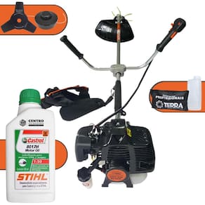 Roçadeira Terra Profissional GRH430 Black Á Gasolina 2T 43cc 1,7Hp Alta Potência e Economia Com Faca 3 Pontas e Carretel Nylon + ÓLEO STIHL