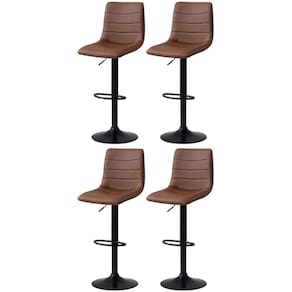 Kit 4 Banqueta Alta Estilo Estofada com Base Giratória e Regulagem de Altura - Marrom
