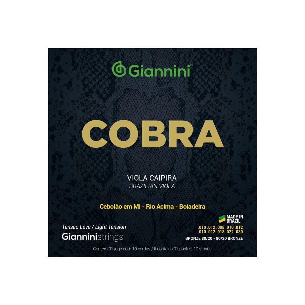 Encordoamento Viola Caipira Cobra Cebolão em Mi - Giannini