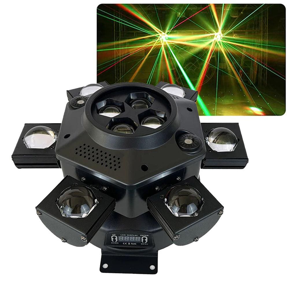 Luz de Palco Moving Head 150W DJ DMX512 Led RGB 22 Canais Festa Evento Show Mini Moving Laser Iluminaçao Strobo Movimento Rotativo