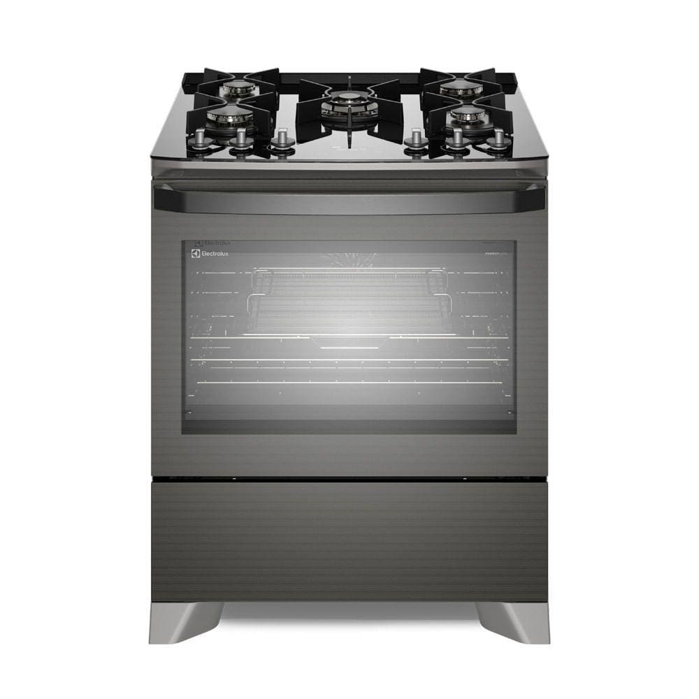 Fogão 5 bocas Electrolux Preto Expert com Função Air fryer, Mesa de Vidro e PerfectCook360 (FE5AP) - 110V