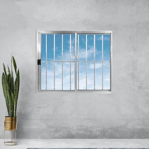 Janela Alumínio de Correr 120x120cm 2 Folhas Com Grade Plus Lux Esquadrias Marroml