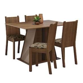 Conjunto Sala De Jantar Mesa Tampo De Madeira 4 Cadeiras Rustic/crema/bege Marrom Marilyn Madesa Rustic/crema/bege Marrom