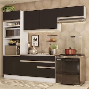 Armário De Cozinha Completa 270cm Branco/preto Glamy Madesa 15 Branco/preto