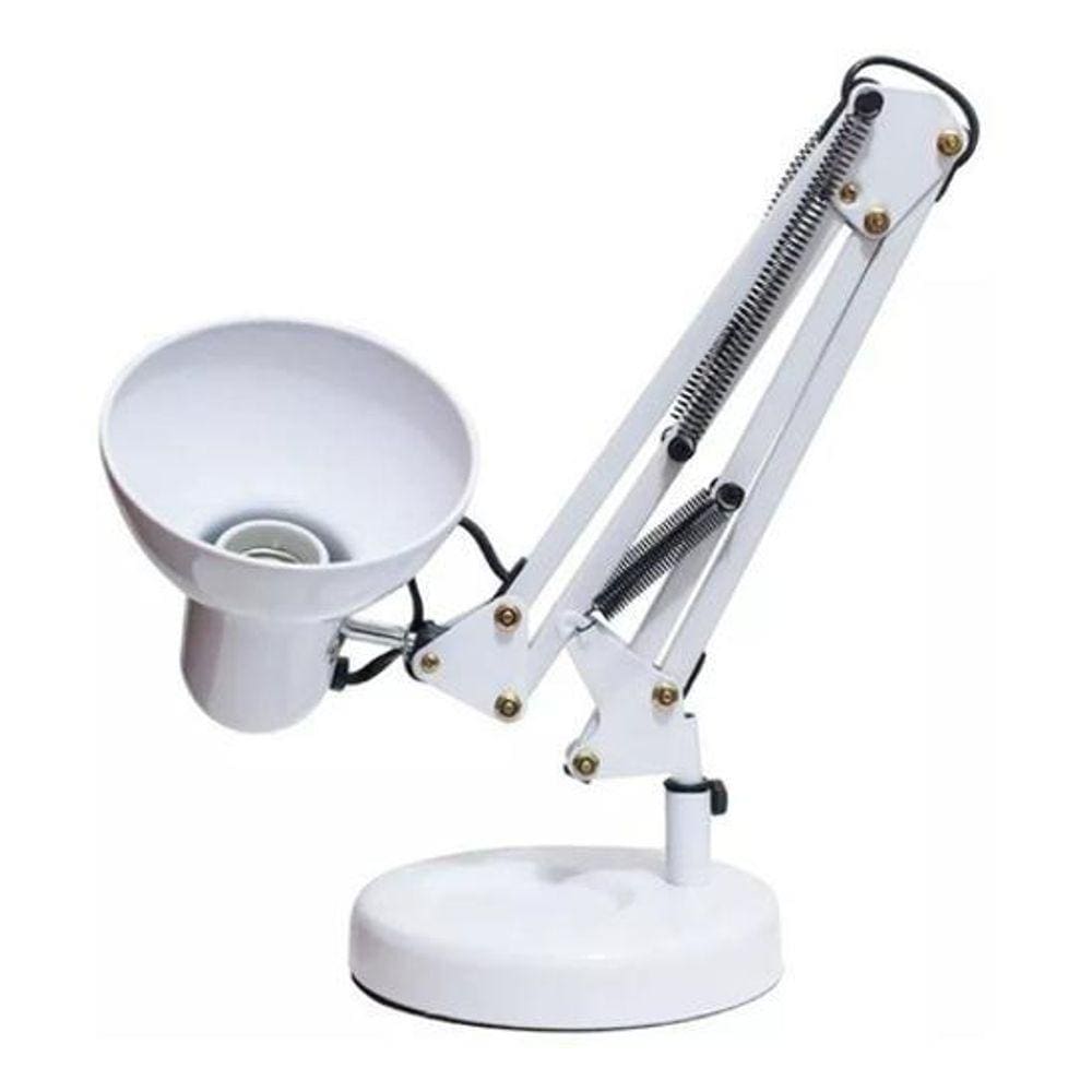 Luminária De Mesa Articulada Articulável Pixar Base Branca