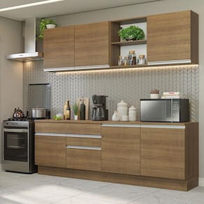 Armário De Cozinha Completa 240cm Rustic Glamy Madesa 06 Rustic