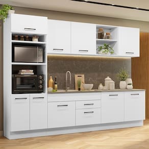 Armário De Cozinha Completa 310cm Branco Agata Madesa 02 Branco