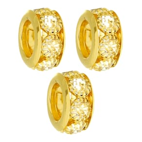 Kit 3 Berloques Separadores Strass Cristal Para Pandora Banhado a Ouro 18k