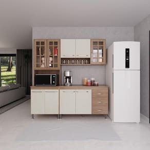 Cozinha Compacta 3 Peças 190cm 9 Portas 3 Gavetas Com Tampo