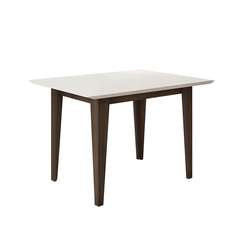 Mesa de Jantar 4 Lugares Tampo com Vidro Cairo Amendoa Off-White