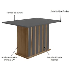 Mesa de Jantar 4 Lugares Xangai Carvalho Grafite