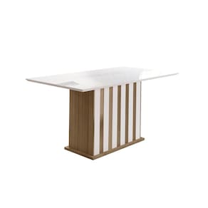 Mesa de Jantar 6 Lugares Tampo com Vidro Osaka Carvalho Off-White