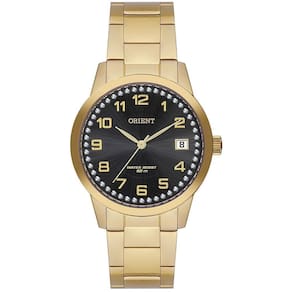 Relogio Orient Feminino Dourado Preto Numeros Fgss1237 P2Kx