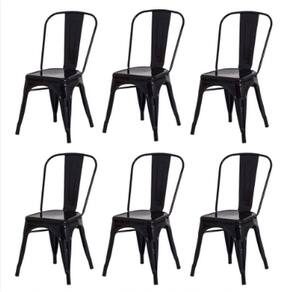 Conjunto 6 Cadeiras Tolix Iron - Design - Preta