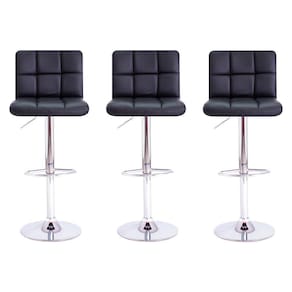 Kit 3 Banquetas Giratórias Gomos Preta Preto