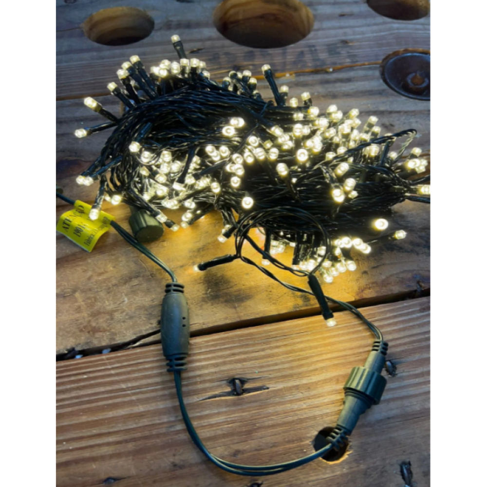 Cordão 100 Leds Fixo Warm Fio Verde Tom. Mm/F 127V