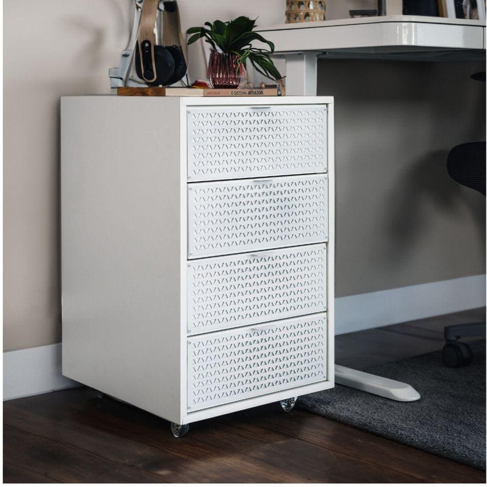 Gaveteiro 4 Gavetas Padrão Triangulos Branco
